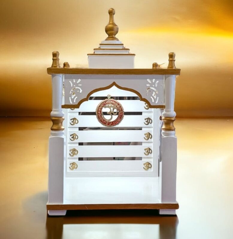 Wooden home Temple -White gold | Pooja Mandir for home