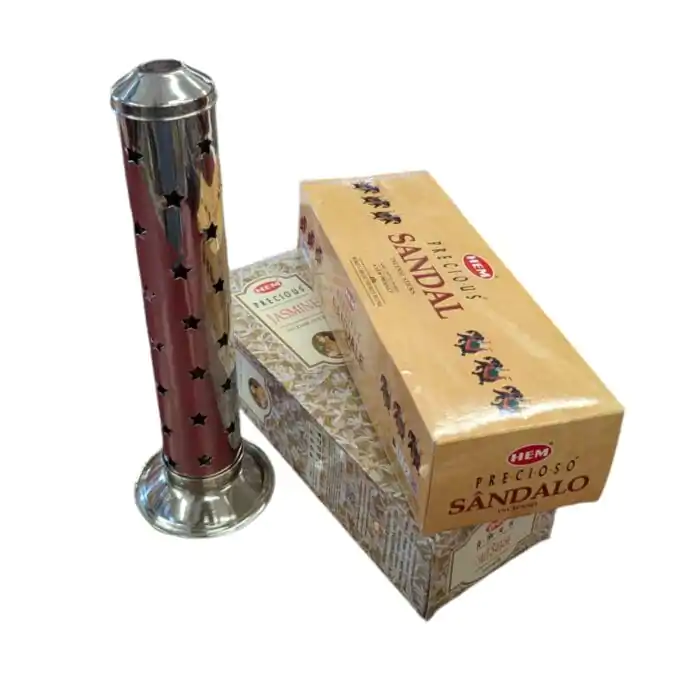 Stainless Steel Tower Shape Incense Stick Holder-STAR & 2 box incense sticks - Image 1
