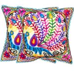 Set of 2-Wool Embroidery Cushion Covers-AD