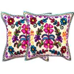 Set of 2-Wool Embroidery Cushion Covers-AG