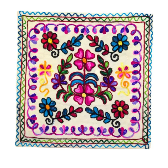 Set of 2-Wool Embroidery Cushion Covers-AG - Image 3