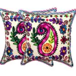 Set of 2-Wool Embroidery Cushion Covers-AK