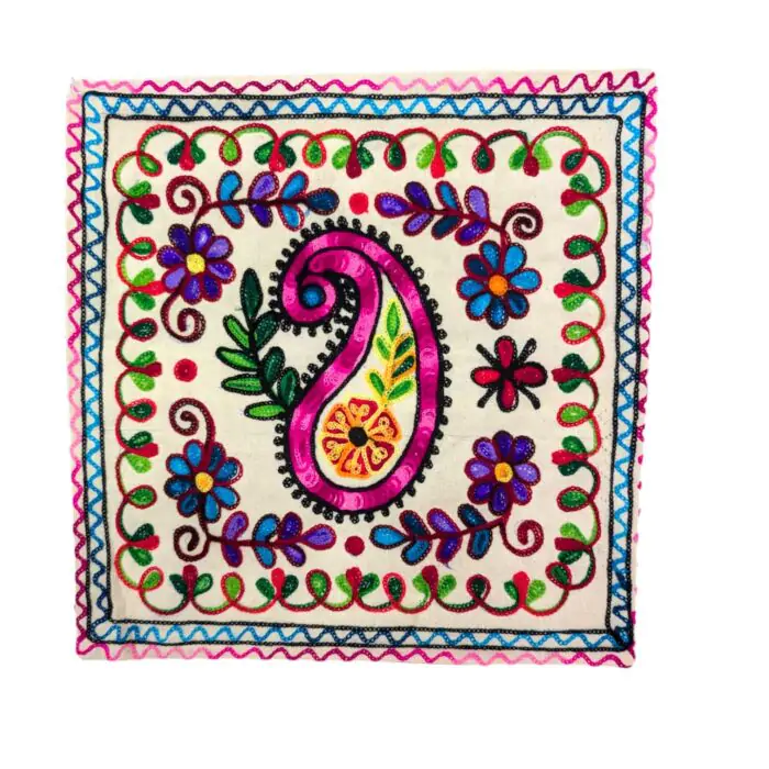 Set of 2-Wool Embroidery Cushion Covers-AK - Image 3