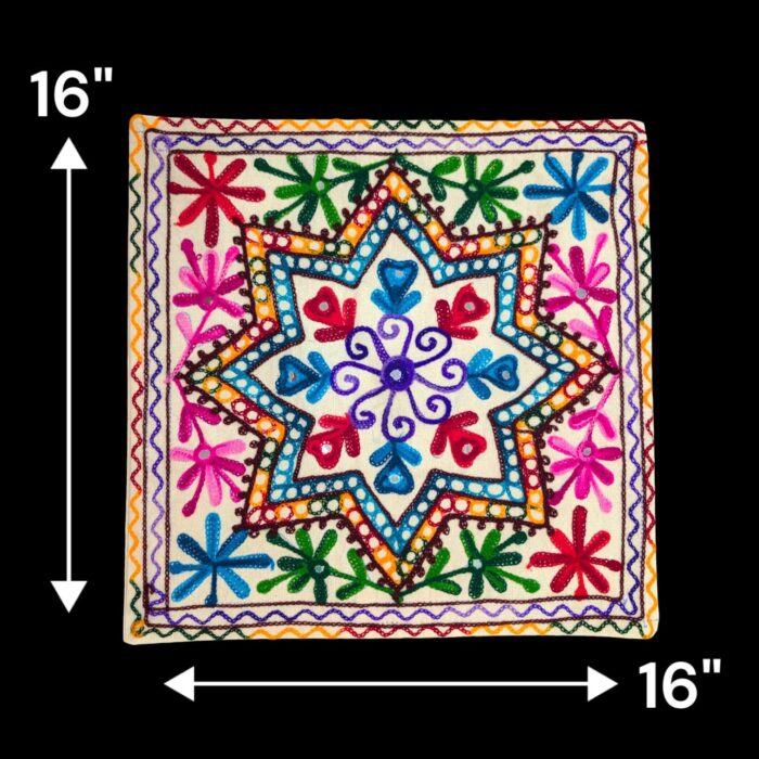 Set of 2-Wool Embroidery Cushion Covers-AM - Image 2