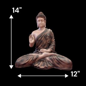 Dimensions of Large Meditating Buddha Statue-14 inch | Brown