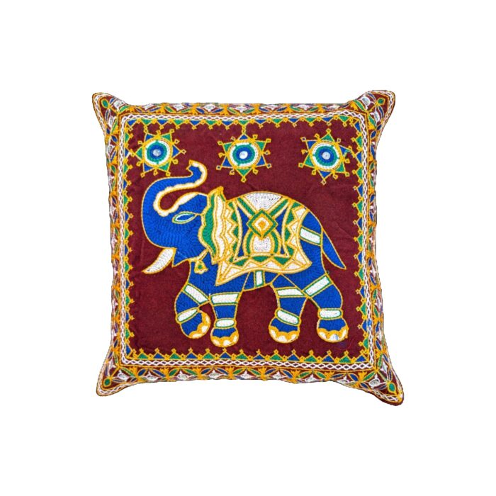 Set of 2 -Embroidery Cushion Cover - Maroon - Image 2