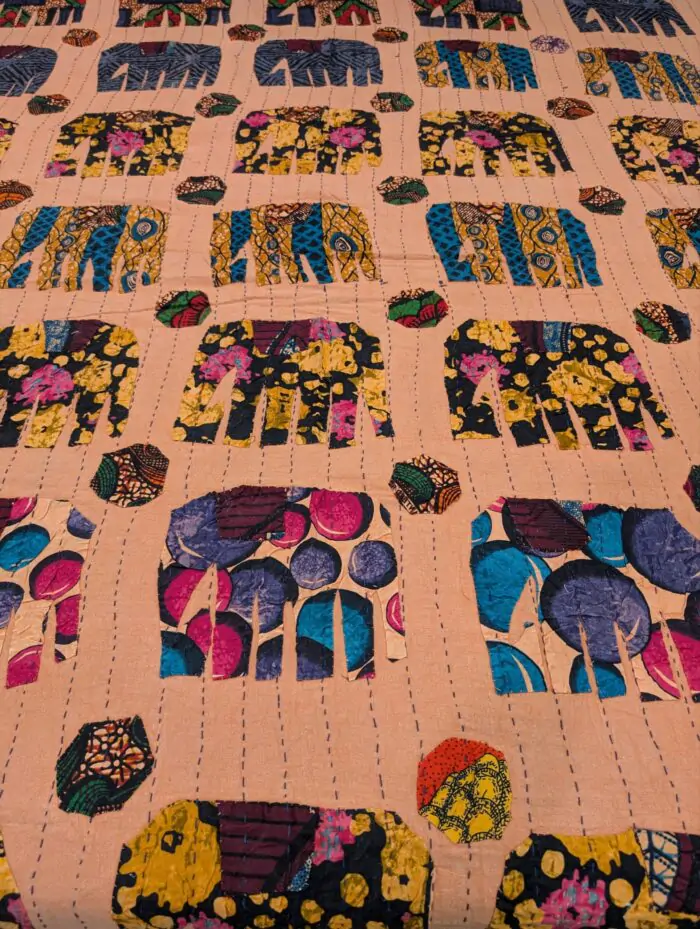 Handcrafted Quilted Kantha Patchwork Bed Cover - Image 2