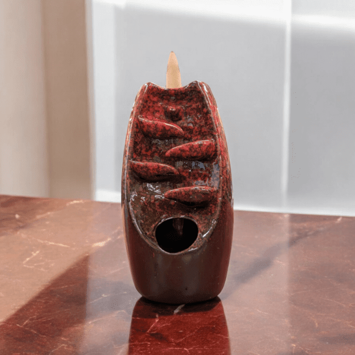 Backflow Incense Cone Holder- Smoke fountain - waterfall- Maroon