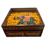 Hand painted wooden Tray with Drawers - Maroon