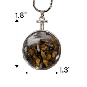 Dimensions of Natural Tiger eye stone pendant with chain