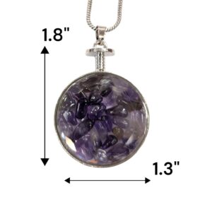 Amethyst natural stone pendant necklace - Round