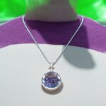 Amethyst natural stone pendant necklace - Round