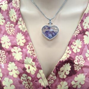 Amethyst natural stone necklace - Heart | Crown Chakra Stone