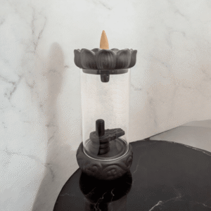 Smoke fountain with shivling inside acrylic glass jar