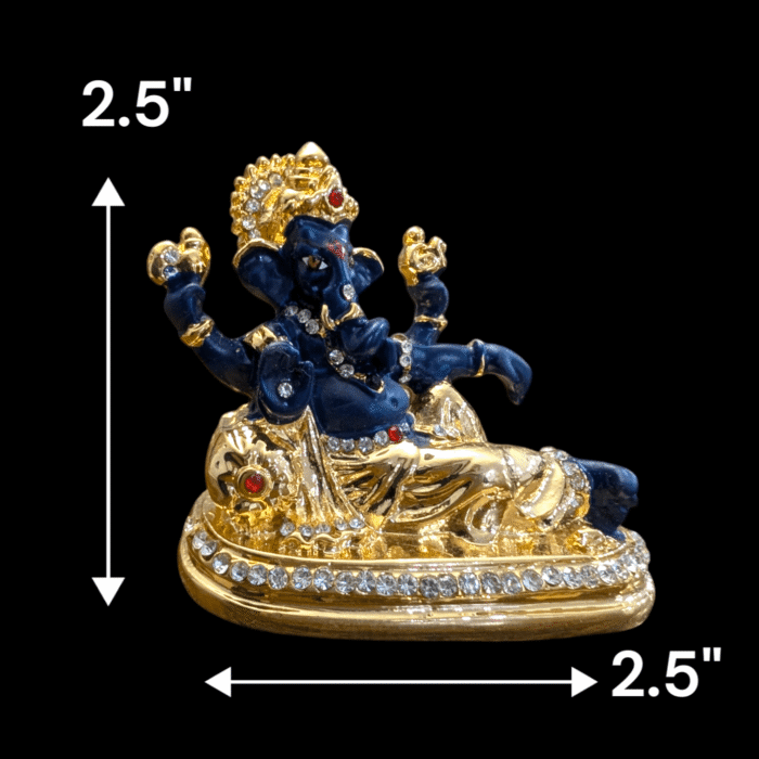 gold plated ganesh car dash idol Car Dashboard Statue - Singhasan Ganesha- Blue - Image 2