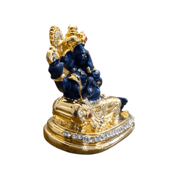 gold plated ganesh car dash idol Car Dashboard Statue - Singhasan Ganesha- Blue - Image 5