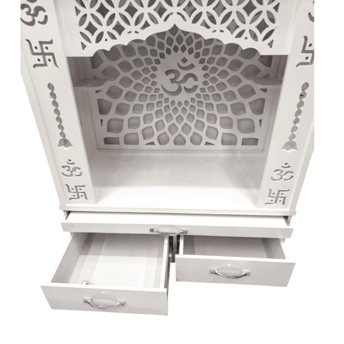 Large Wooden Mandir - White Backlit