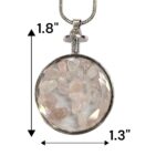 Dimensions of round glass pendant with rose quartz stones