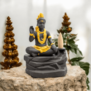 Image of a smoke fountain of Hindu God Shiva. This Backflow incense holder has a serene effect on the meditating person. Fog Fountain is perfectly designed to blend in.