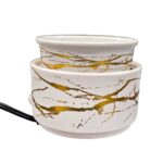 Electric Camphor Diffuser & Wax Warmer – Elegant White & Gold Marble Design