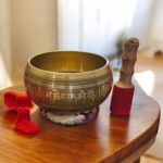 Tibetan Singing Bowl with wooden striker and Cushion