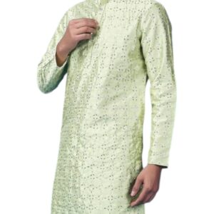 Pista Green Jacquard Sequin Kurta