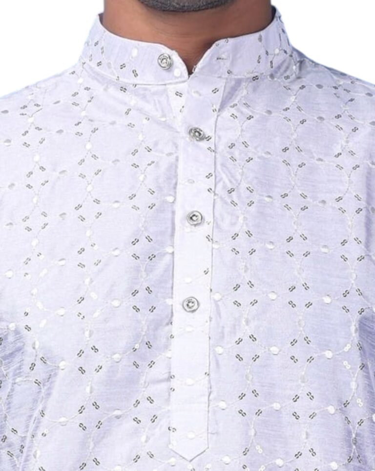 White party wear sequin Men kurta