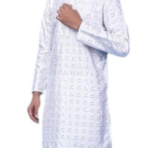 White party wear sequin Men kurta