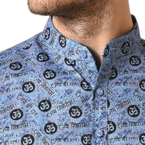 Jai Shri Ram - Blue Mens Kurta