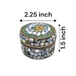 Pair of Decorative Steel Kumkum Boxes - White Mosaic
