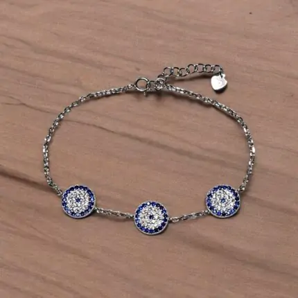 Sterling silver Bracelet - Evil eye charms