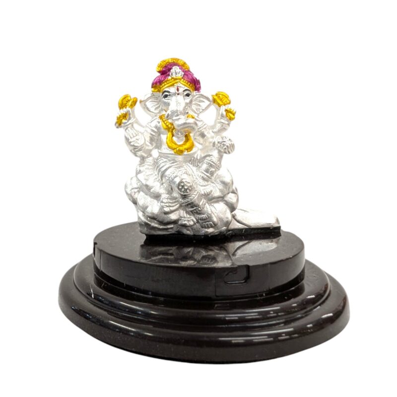 Pure silver Ganesha idol in dome | Perfect for Gift and Car Dashboard Statue