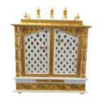 Wooden Mandir for Home | Rajasthani Hand-Painted with LED Lighting - 24 inch