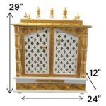 Wooden Mandir for Home | Rajasthani Hand-Painted with LED Lighting - 24 inch