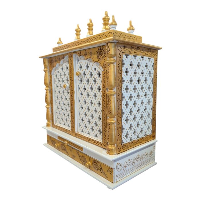 Wooden Mandir for Home | Rajasthani Hand-Painted with LED Lighting - 24 inch