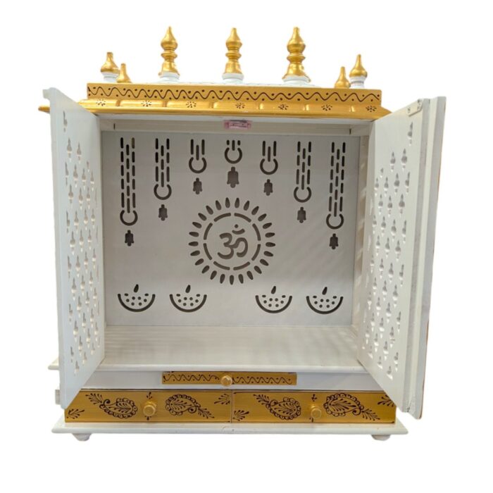 Wooden Mandir for Home | Rajasthani Hand-Painted with LED Lighting - 24 inch