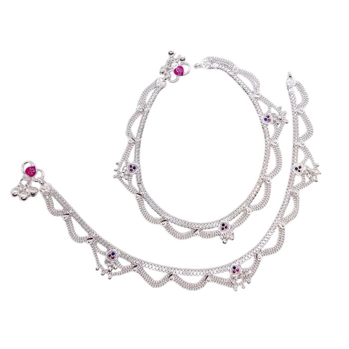 Pair of 925 sterling silver anklets | Pure Silver Anklets for adults | Gift for her | Chandi ki payal