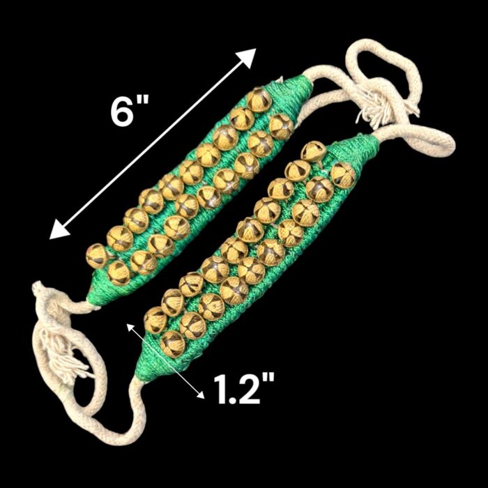 Dance Ghungroo with green pads - 2 line | Traditional Indian Dance Ghungroo for Bharatnatyam