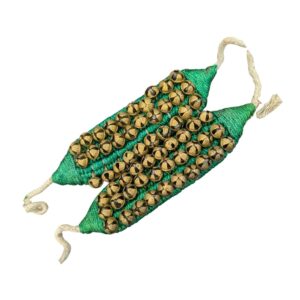 Dance Ghungroo with Green Cushion Pads - 3 line | Traditional Indian Dance Ghungroo for Bharatnatyam