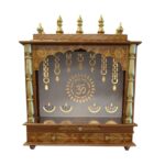 Wooden Mandir for Home | Home Temple with LED Backlit Panel - 24 in x 12 in x 29 in