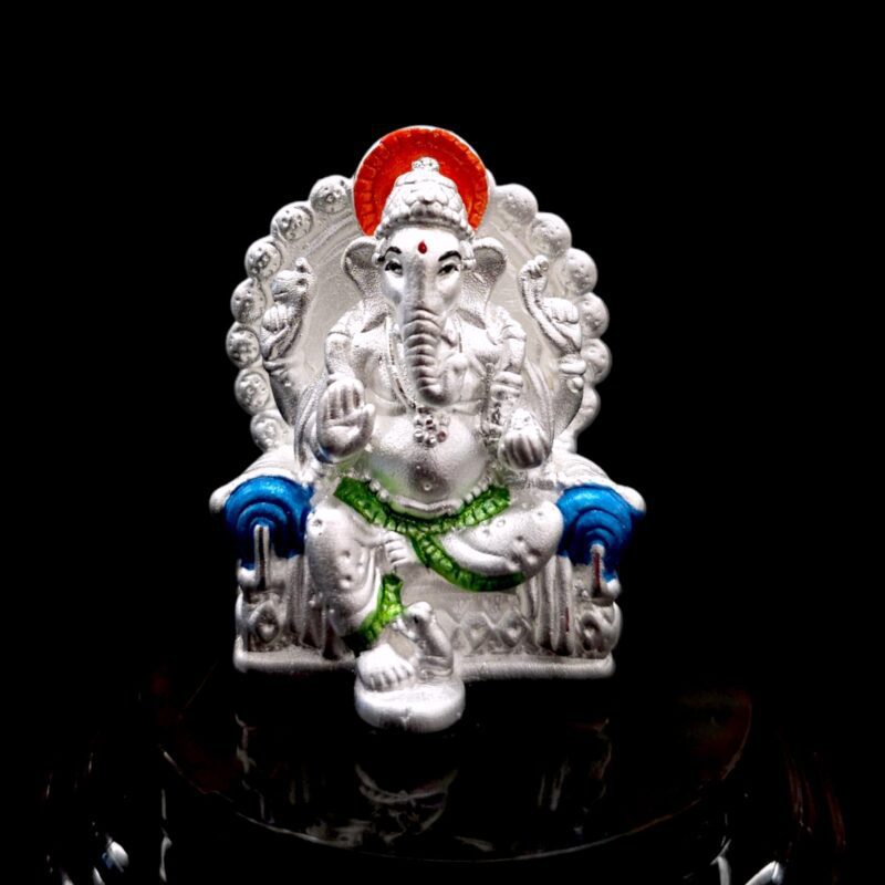 999 Pure silver Ganesha idol | Pure Silver Car Dashboard Statue | Silver Idol for Gift