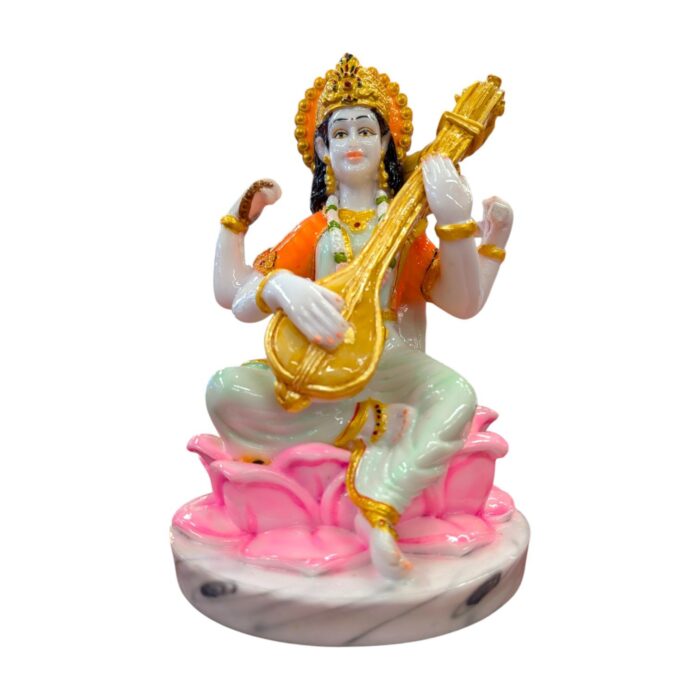 Goddess Saraswati Idol - 9 inch | Saraswati Statue - Image 2