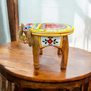 Wooden Elephant Stool | Hand painted - Multi color