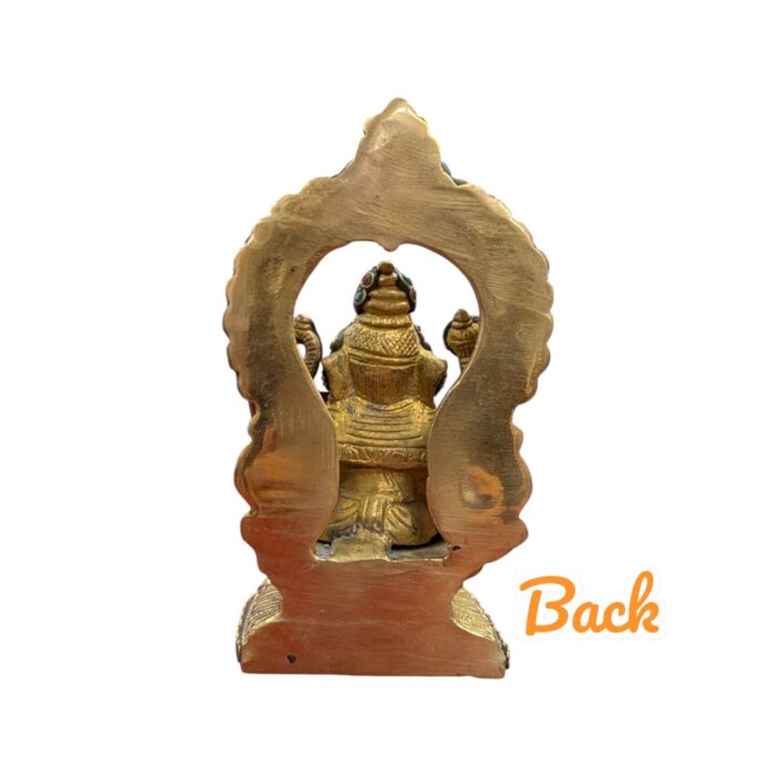 Brass Ganesh Idol - 6 inch | Golden Ganesha Statue with red dhoti-Mosaic