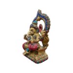 Brass Ganesh Idol - 6 inch | Golden Ganesha Statue with red dhoti-Mosaic