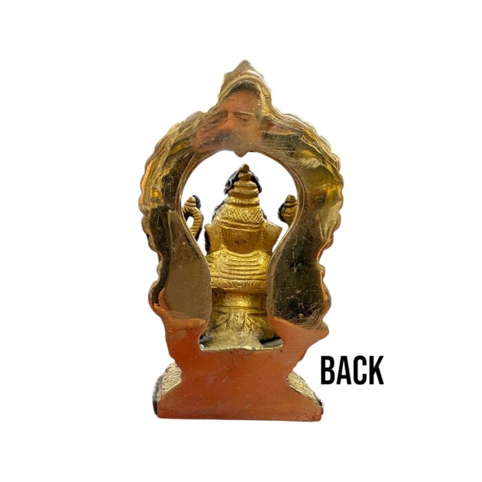 Brass Idol of Ganesh on Throne -Blue dhoti- Mosaic | Ganesha Statue
