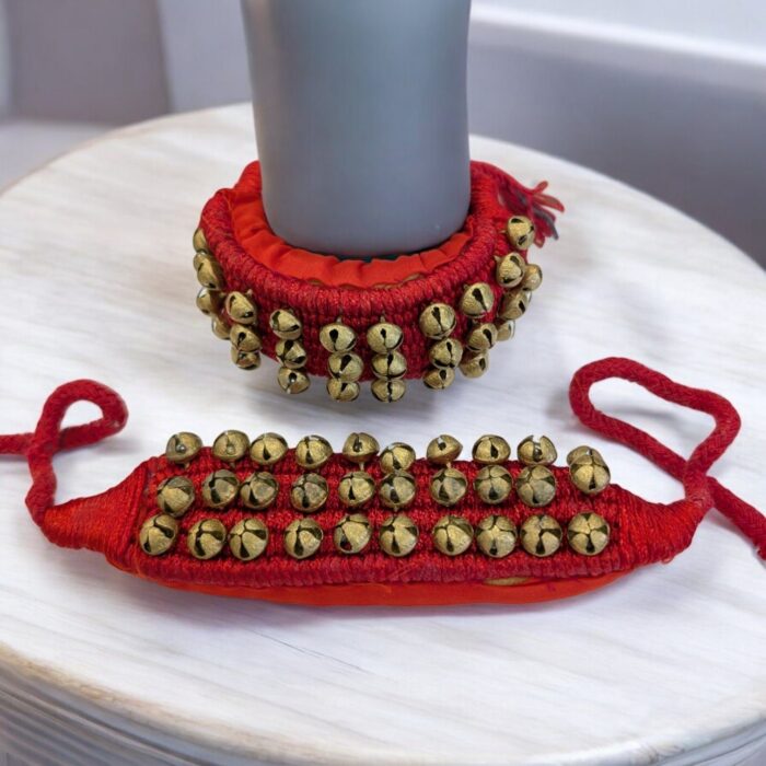 Dance Ghungroo with Red Cushion Pads - 3 line | Traditional Indian Dance Ghungroo for Bharatnatyam