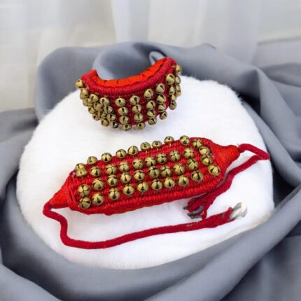 Dance Ghungroo with Red pads - 4 line | Traditional Indian Dance Anklets