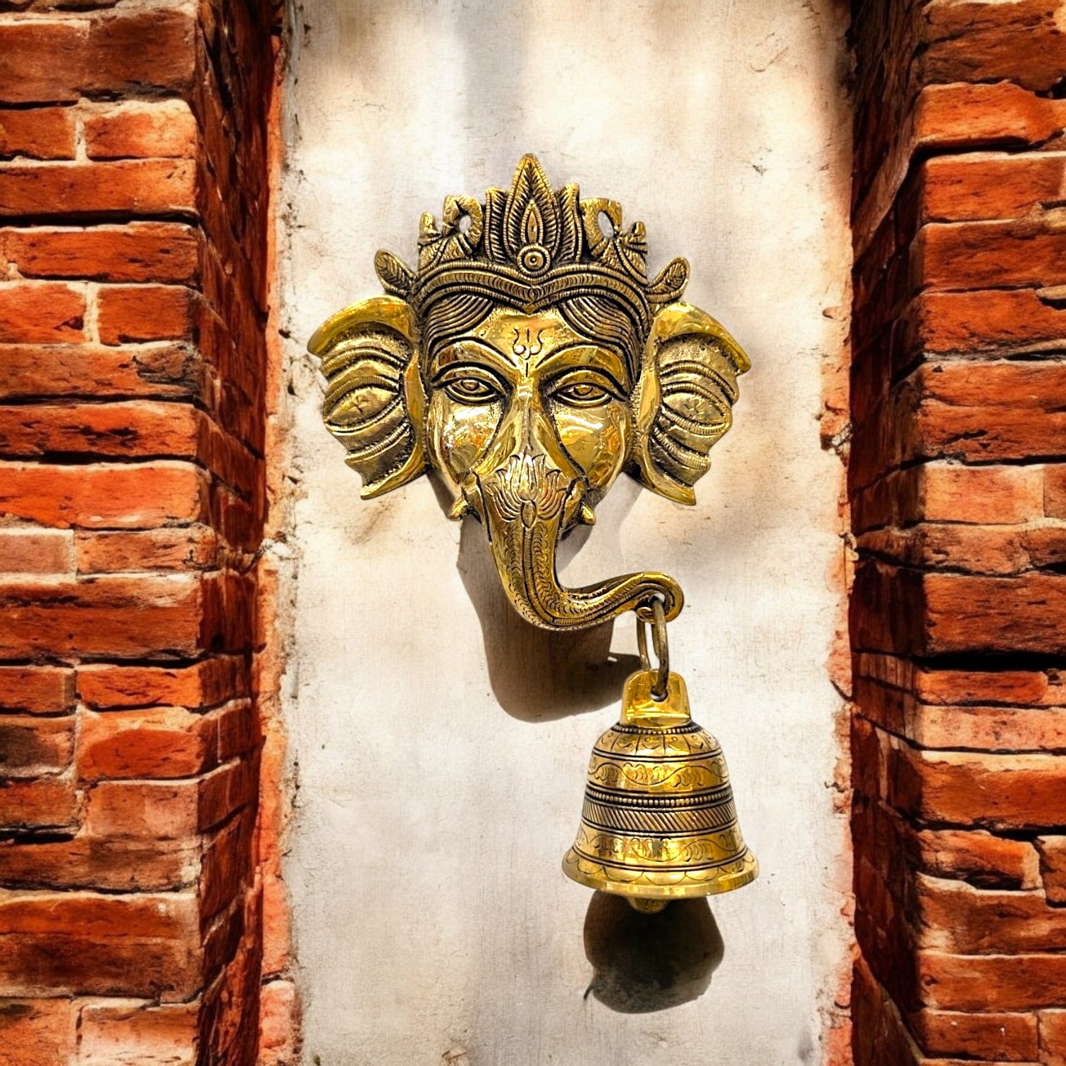 Ganesha Brass wall hanging | Hanging with Bell