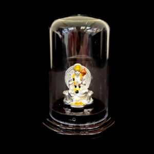 Pure silver Hanuman idol in dome | Car Dashboard Idol